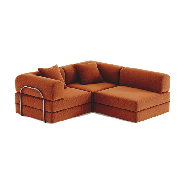 FlexiCloud L-Shaped Sofa-Rust