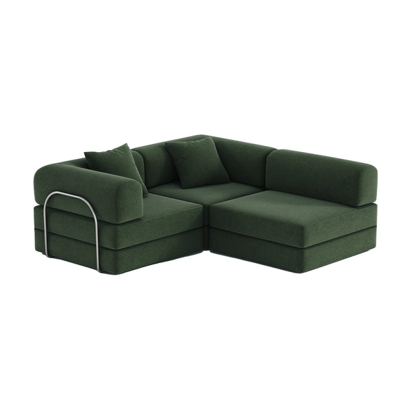 FlexiCloud L-Shaped Sofa-Vintage Green