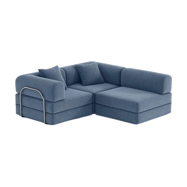 FlexiCloud L-Shaped Sofa-Aegean Blue