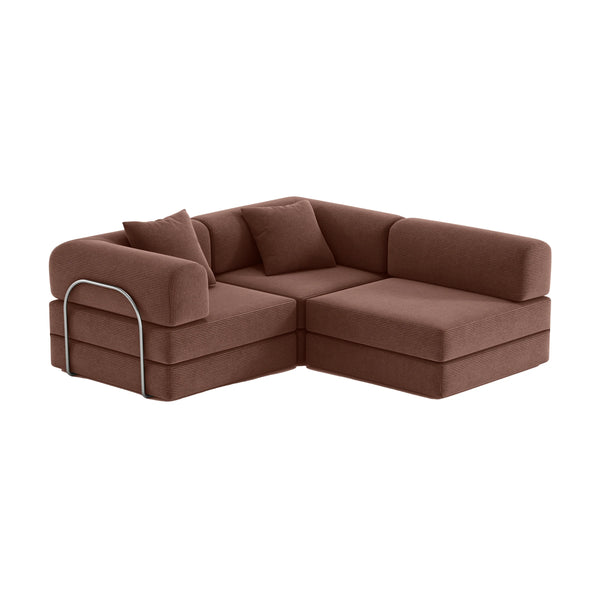 FlexiCloud L-Shaped Sofa-Chestnut