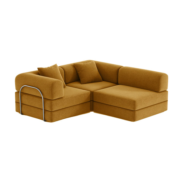 FlexiCloud L-Shaped Sofa-Marigold