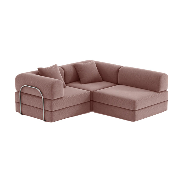 FlexiCloud L-Shaped Sofa-Dusty Rose